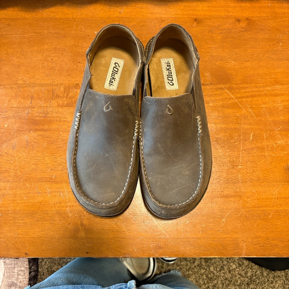 OluKai Men's Brown Slip-On Loafers